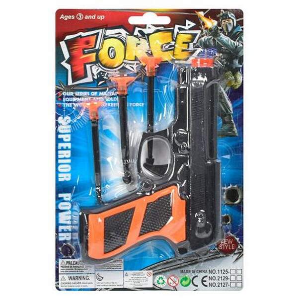 Пістолет 1125-1 (270шт) 15см, кулі-присоски 3шт, на листі, 14-21-3см (шт.)