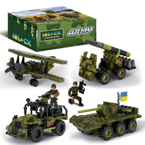 Конструктор IBLOCK арт. PL-921-425 (48ш) 6 диспл. по 8шт  Армія, 83-140дет., 4види, р-р уп-ки 22*4,5 (шт.)