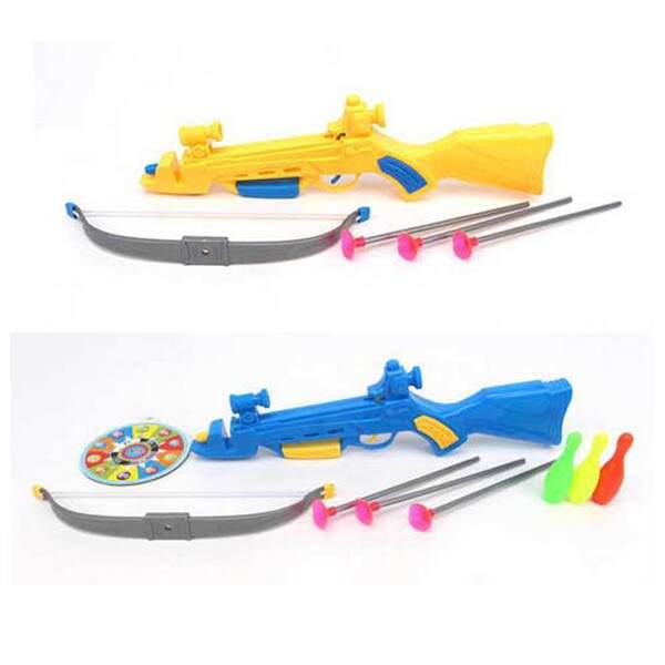 Арбалет 688-1-2 (120шт) 37см, стріли-присоски 3шт, мішень, кеглі 3шт, 2 види, в кульку, 41-15-3см (шт.)