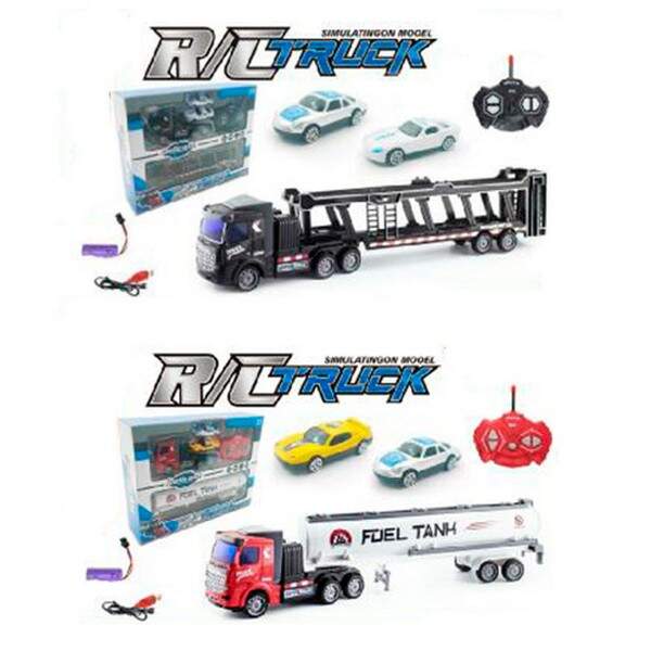 Трейлер XY032-34 (12шт) 35см, р/в, 1:48, акум, USB зар, машинка 2шт, 2 види, в кор-ці, 31-24-7,5см (шт.)