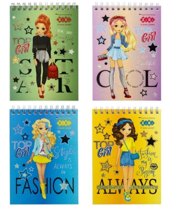 Блокнот на пружині зверху TOP GIRL, А6, 40 арк., карт.обкл., KIDS Line ZB.12151 1/20 (шт.)