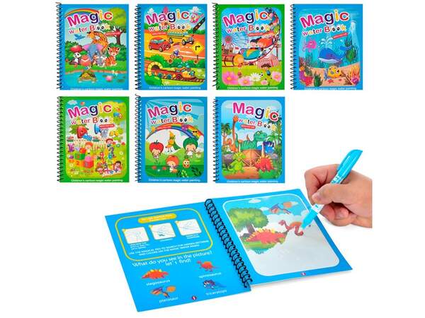 Книжка для малювання 80843-6-9-0-75-77-78 (210шт) водою, на спіралі,картон, маркер, 7видів, у кул., (шт.)