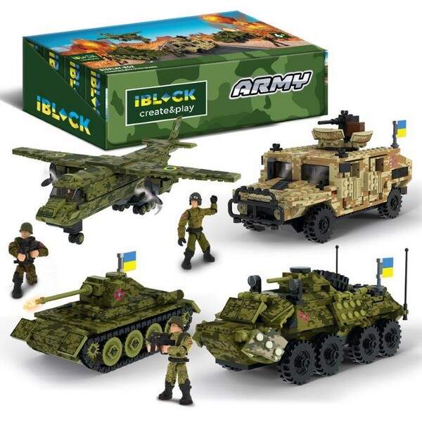 Конструктор IBLOCK арт. PL-921-430 (48шт/6) 6 диспл. по 8шт Армія, 280-385дет.,р-р уп-ки 29*19*5см, (шт.)