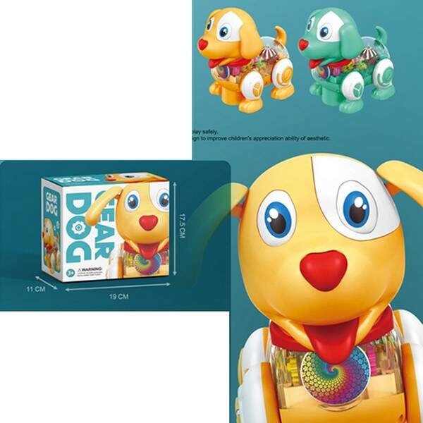 Музична іграшка 992A (30шт) песик 19см, їздить, танцює, шестерні, музика, світло, 2 кольори (шт.)