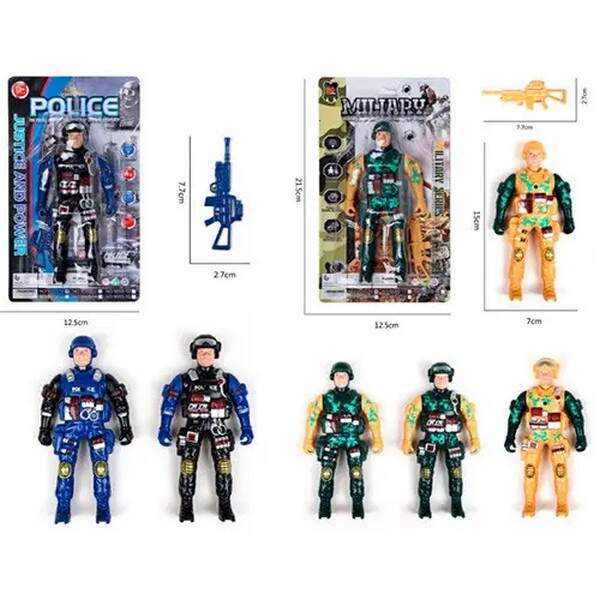 Фігурки для гри 955S-10-16 (252шт) 15см, 2 види (поліцейський, військовий), 2 кольори, на листі (шт.)