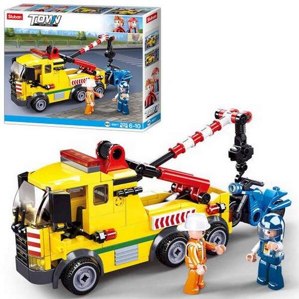 Конструктор SLUBAN M38-B0877 (32шт) евакуатор, мотоцикл, фігурки, 205дет, в кор-ці, 29-24-5,5см (шт.)