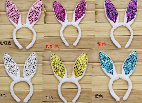 Обруч арт. K7915 (300шт) вушка зайчика 12*14см 6 кольорів (шт.)