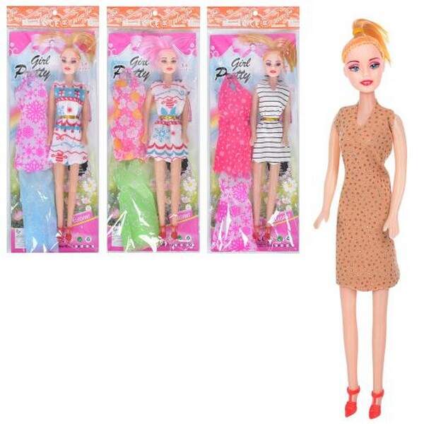 Лялька 1058-1 (400шт) 26см, мікс видів, 3 сукні, в кульку, 34-15-4см (шт.)