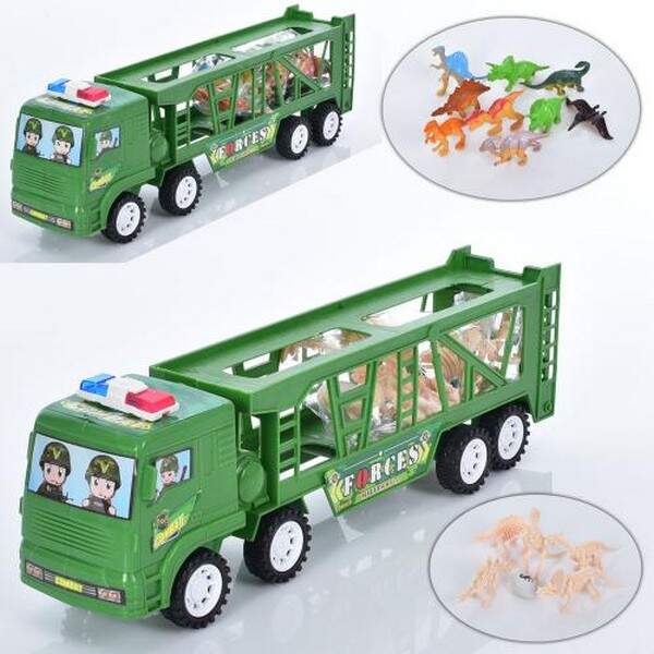 Трейлер 588B-1-2 (72шт) 29см, інерція, динозаври 6-7см, 2 види, в кульку, 35-16-7см (шт.)