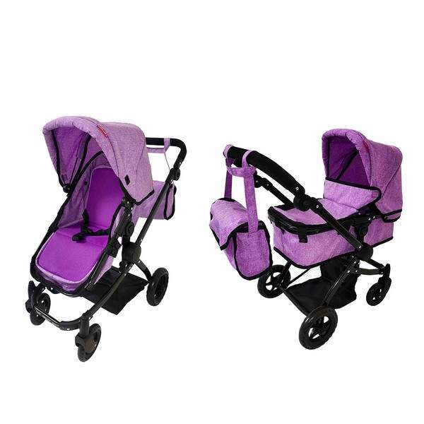 Коляска для ляльки 2в1 CARRELLO MAESTRO 9651B PURPLE з сумкою метал.кор.52,5*15*38 /1/ (шт.)