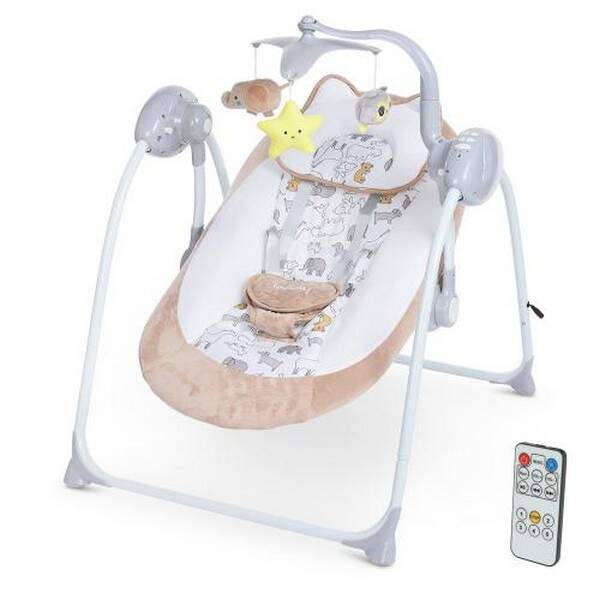 Гойдалка ME 1075 TEDDY Beige Animals (1шт) пульт, 5швидк, таймер, 12мелодій, 2 полож.спинки, беж.,ль (шт.)