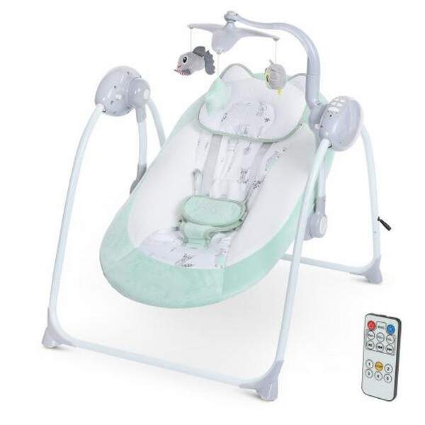 Гойдалка ME 1075 TEDDY Mint Animals (1шт) пульт, 5швидк, таймер, 12мелодій, 2 полож.спинки, м'ятний, (шт.)