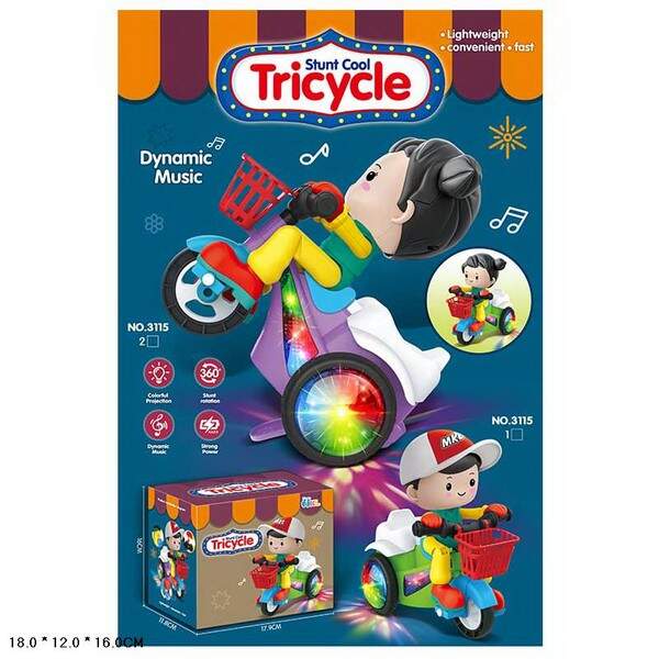 Мотоцикл муз. арт. 3115 (60шт/2)батар,2 кольори мікс,звк, музика, світло, поворот,короб. 18*12*16см (шт.)