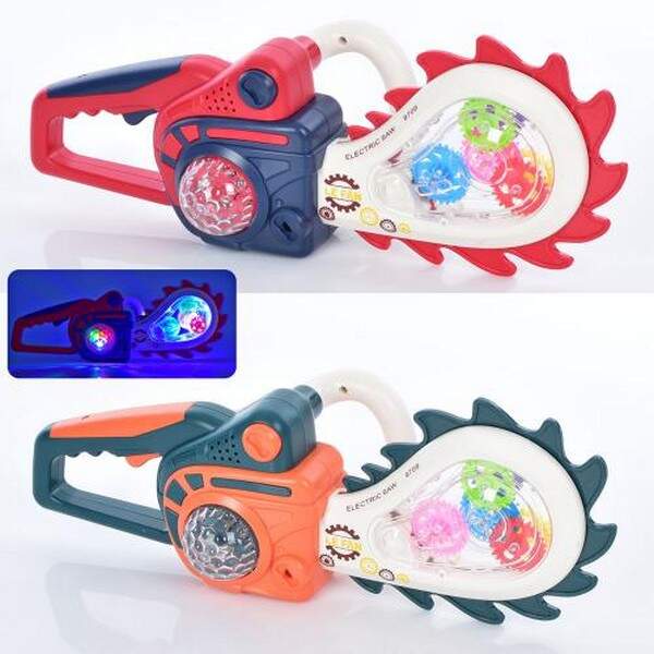 Бензопила 9709C (24шт) 32см, звук, світло, шестерні, рухом.деталі, на бат-ку,2 кольори в кульку, 4 (шт.)