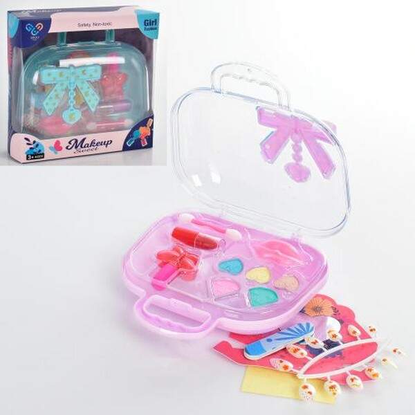 Косметика 85017 (120шт) тіні, лак, помада, нігті, пензлик, пилочка, 2 кольори, в валізі, кор,16-16-5 (шт.)