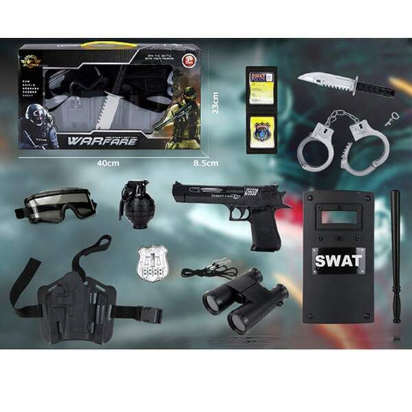 Набір амуніції JL666-1 (24шт) 11 предметів, пістолет 22см (на бат-ці), граната на бат-ці (табл), бін (шт.)