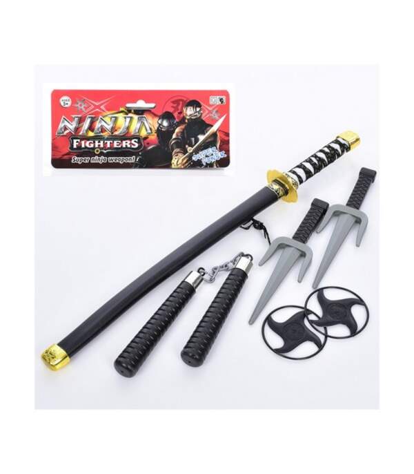 Набір зі зброєю DS210-A5 (48шт) 6 предметів (меч 60см, кинжал 24см 2шт, сюрикен 2шт, нунчаки), пакет (шт.)