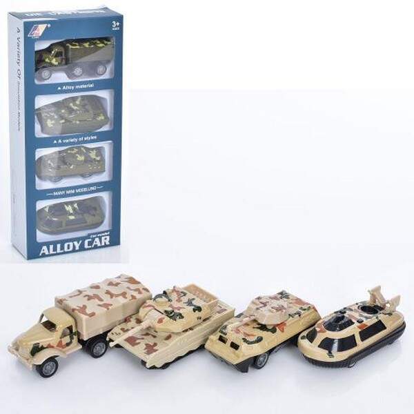 Набір машинок 1021-1-3 (48шт) 8см, військова техніка, метал, 2 кольори, 4шт в кор-ці, 23,5-10-4см (шт.)