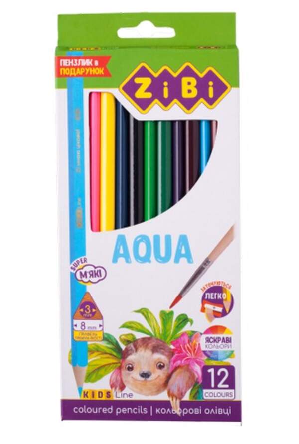 Олівці кольорові Акварель, 12 шт., KIDS LINE ZB.2475 (24/240) (шт.)