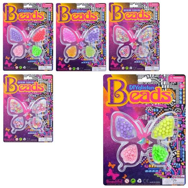 Бісер 668B2-3-4 (288шт) намистини, нитки, 5 видів, на листі, 19-26-2см (шт.)