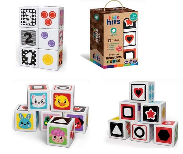 Дерев'яна іграшка Kids hits арт. KH20/007 (24шт) кубики набір 6шт кор. 12,4*19,1*6,5 см (шт.)