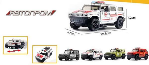 Машина мет. АВТОПРОМ арт. AP74124 (48шт) 1:32,4 вида микс,відкр.двері,короб.16,5*7,5*7,5см (шт.)