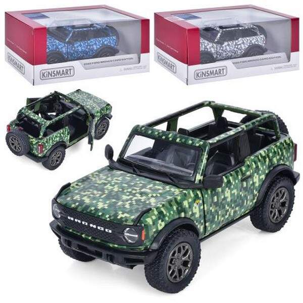 Модель джип FORD BRONCO CAMO-EDITION (Open Top)(2022) 5" KT5445WA  метал.інерц.відкр.дв.3кол.кор./96 (шт.)