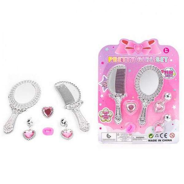 Набір аксесуарів 830-13 (144шт) сережки, каблучка, дзеркало, гребінець, на листі, 19,5-25,5-20,5см (шт.)