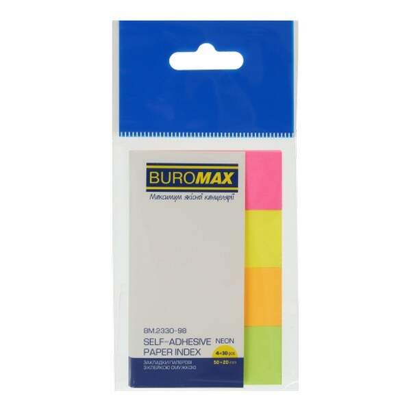 Закладки паперові 50x20мм, 4х30арк., асорті. Неон BM.2330-98 (шт.)