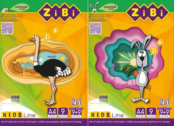 Набір кольорового картону та паперу, А4, 9 арк. картону + 9 арк. паперу, KIDS Line ZB.1968 (шт.)