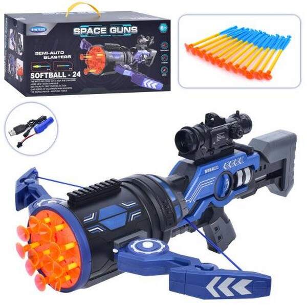 Автомат CMQ-14 (6шт) 59см, стріли-присоски 12шт, снайперський приціл, акум, USB-зарядне, в кор-ці, 4 (шт.)