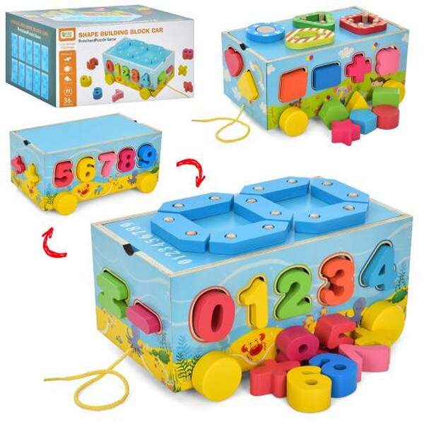 Дерев'яна іграшка Сортер MD 1890 (20шт) 22см, каталка, цифри, фігурки, 2 види, в кор-ці, 23-16-11, 5 (шт.)