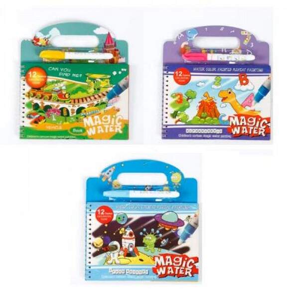 Книжка для малювання BH-37-38-44 (150шт) водою, на пружині, маркер, 3види, на листі, у пакеті, 20,5- (шт.)