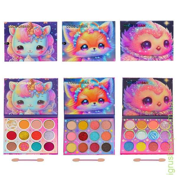 Косметика арт. 2765/66/67 (288шт/24)  палетка,пензлик для макіяжа, мікс 3 види короб. 19*13см (шт.)