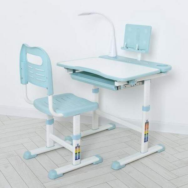 Парта M 4428-12 (1шт) регул.висота, підставка для книги, лампа, блакитний (шт.)