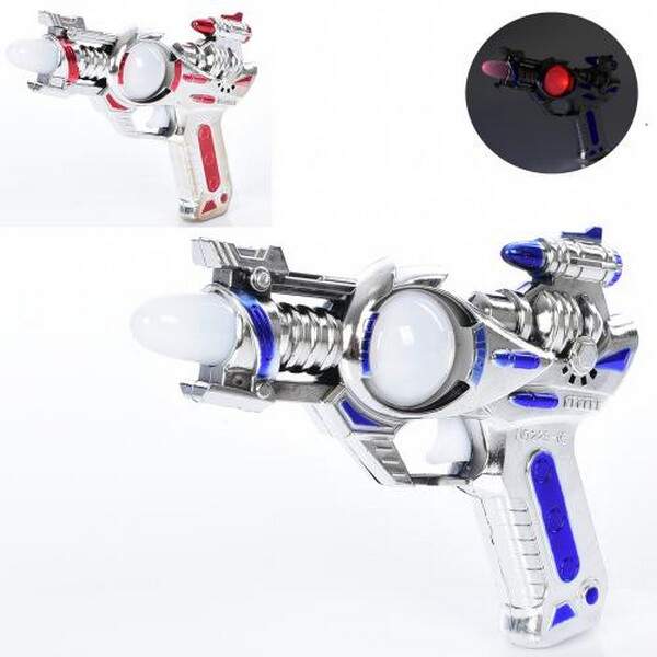 Пістолет 228-16A (144шт) 18см, звук, світло, на бат-ці, 2 кольори, у кульку, 24-16-3см (шт.)