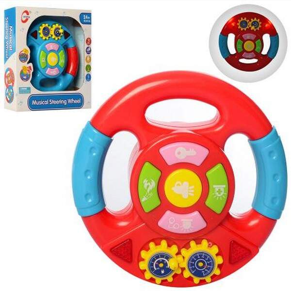 Руль 1029 (36шт) 15см, звук, світ, шестерні, 2кольори, на бат-ці, в кор-ці, 18,5-19-5см (шт.)