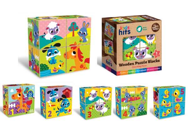 Дерев'яна іграшка Kids hits арт. KH20/022 (64шт) кубик 5см набір 4шт короб. 12,8*12,8*5,8 см (шт.)