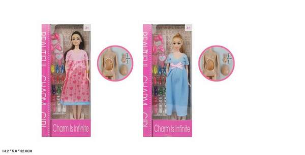 Лялька у наборі арт. H225-14/17 (120шт/2)   мікс 2 види, вагітна, аксес короб. 14*5*32см (шт.)