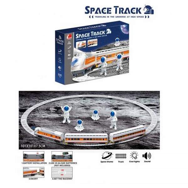 Залізниця LX206-1 (16шт) космічна, діам.101см, локомотив, звук, світло, 1 вагон, комонавти 2шт (9см, (шт.)