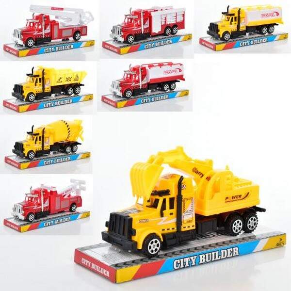 Машина 688-698 (60шт) 22см, інерц, 8видів(4пожеж+4будів), в слюді, 25,5-12-8,5см (шт.)