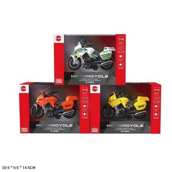 Мотоцикл мет. арт. TN-1231B (72шт/2)  батар.,3кольора, короб. 20,5*9,5*14,5см (шт.)