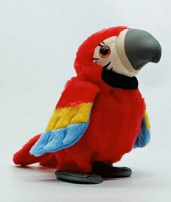М'яка інтерактивна іграшка арт. K14802 (100шт) папуга повтор голосу, ходить, 3 кольори 18см (шт.)