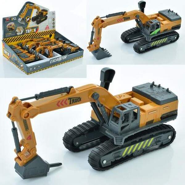 Будтехнiка 600-127 (48шт) 25см, 1:55, рухливий ковш(механіч), 6шт(2 види) в дисплеї, 36-26-9см (шт.)