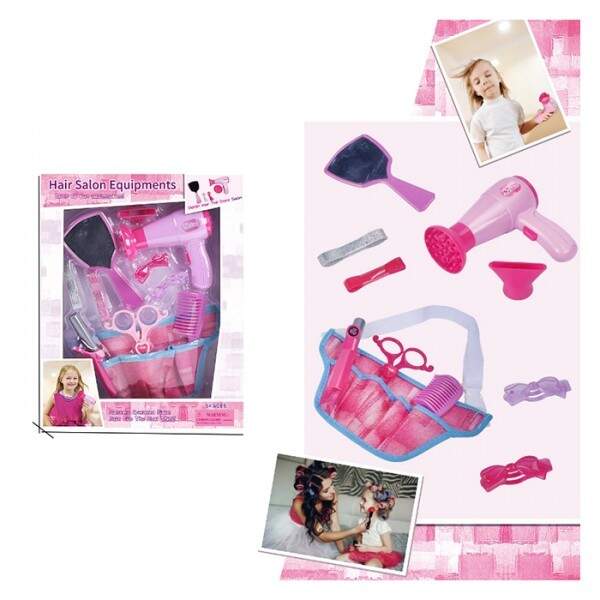 Набір аксесуарів BE2303 (24шт) набір перукаря, фен-звук, ножиці, гребінець, сумка, заколки, плойка (шт.)