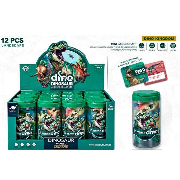Фігурка E034-1-2 (72шт) динозаври, набір 8шт(від 6см), картки, в колбі, 12шт в дисплеї, 38-17-29см (шт.)
