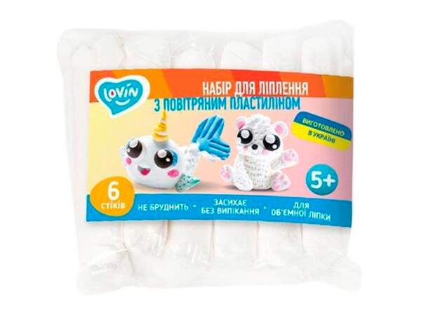 6 стіків ТМ Lovin  Набір для ліплення з повітряним пластиліном 70171 (шт.)