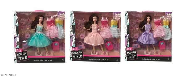 Лялька арт. R100-426/427/429 (60шт/2) мікс 3 види, з набіром суконь та аксес короб. 26*7*32см (шт.)