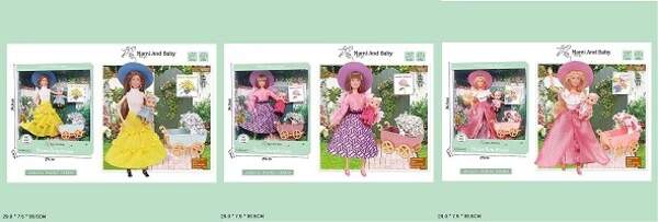 Лялька арт. A790-1/2/3 (24шт/2)   типу Барбі, мікс 3 види,матуся, немовля, аксес, р-р ляльки короб. (шт.)