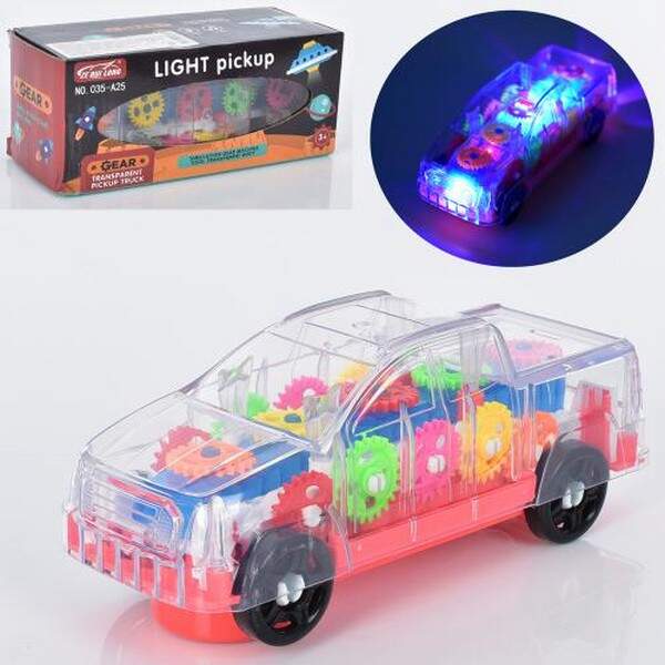 Машина 035-A25 (30шт) 18см, шестерні, звук, світло, муз., на бат-ці, в кор-ці, 18,5-8-8см (шт.)